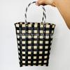 Bucket bag hand-woven contrasting color vegetable basket creative hand basket photo vacation leisure women's bag