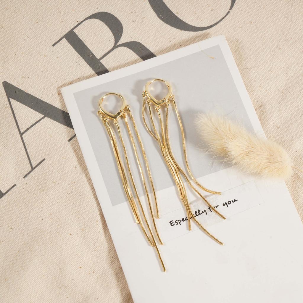 Korean Long Fashion Earrings Femininity Personality Versatile Love Ear Buckle Fringed Earrings