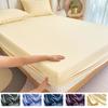 Premium Fabric Fitted Sheet With Elastic Bands Non Slip Adjustable Solid Color Mattress Cover for Single Double King Queen Bed