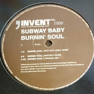 12inch Record SUBWAY BABY - Burnin' Soul INVEN002 Invent Recordin 2004 Sweden Dance & Electronica Used