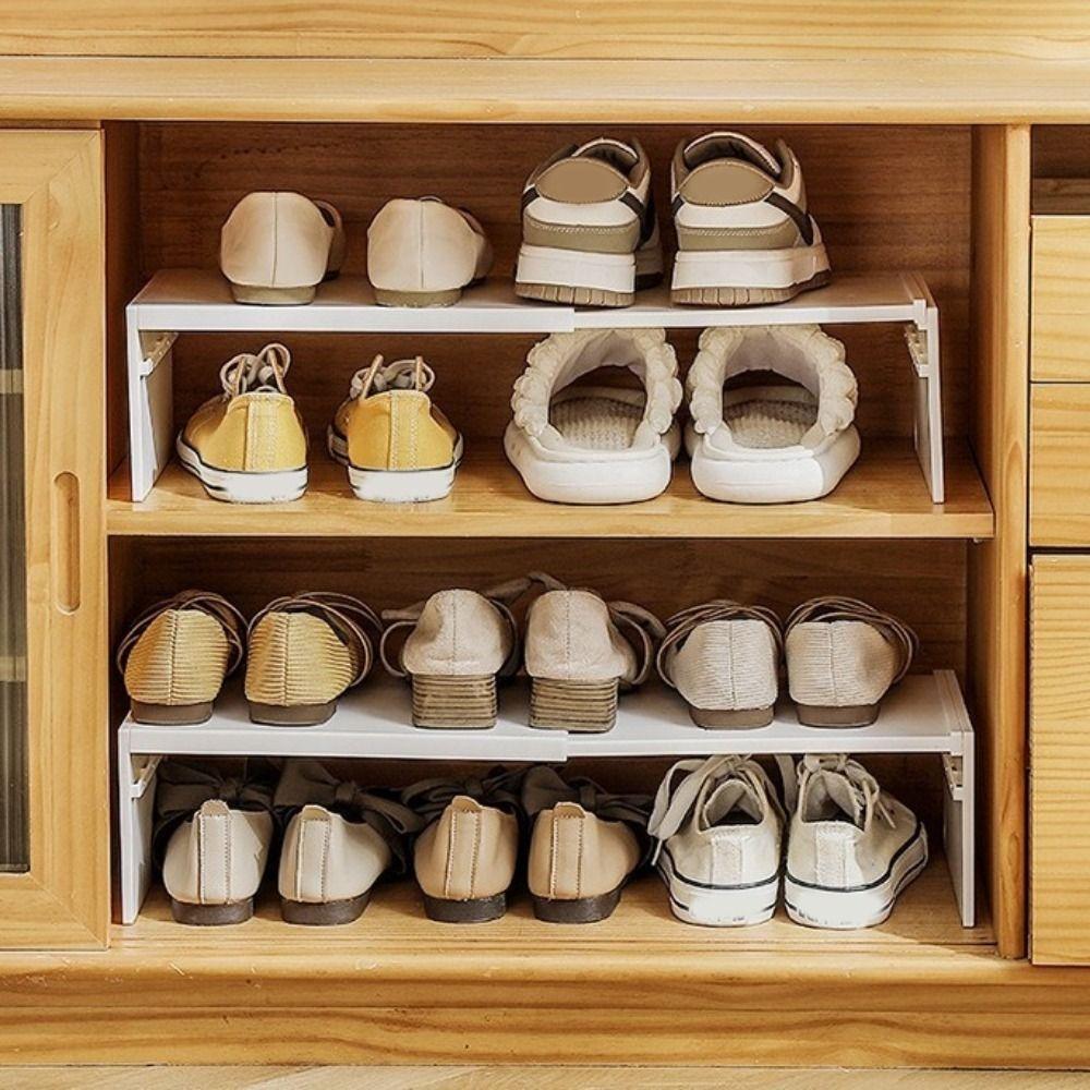 Plastic Retractable Kitchen Shelf Non-slip Adjustable Seasoning Bottle Storage Rack Space Saving Minimalist Shoe Rack Wardrobe