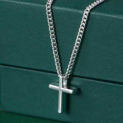 Buyee Classic Cross Κρεμαστό Αλυσίδα Excellent 925 Sterling Small Μικρό Κολιέ για Γυναίκα Κορίτσι Μόδα κοσμήματα αλυσίδα 45cm