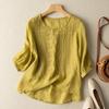 Camicia da donna girocollo mezza manica ricamo motivo floreale top tinta unita sottile retrò camicetta da indossare tutti i giorni