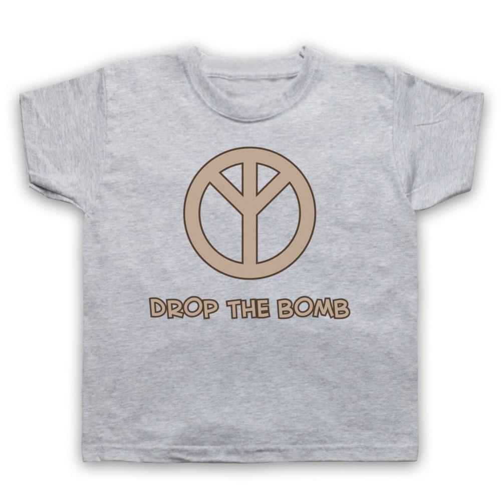Drop The Bomb Peace Symbol Retro Slogan Hippie Anti War Kids Childs T-Shirt