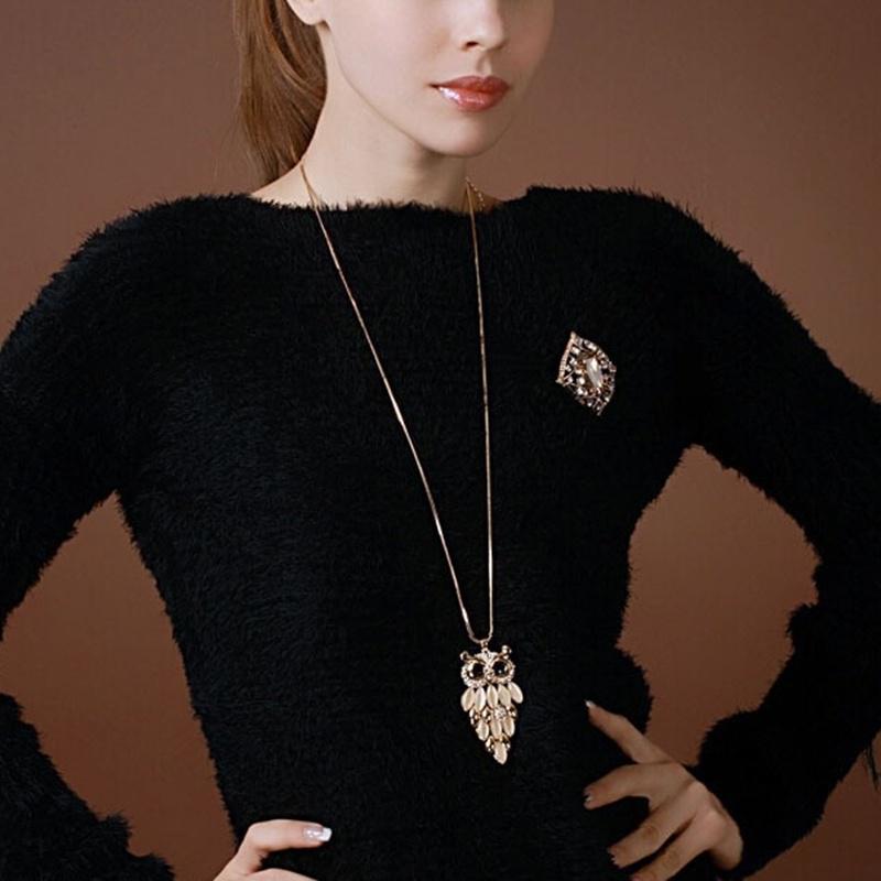 Vintage Owl Necklace European and American Pendant Long Sweater Chain