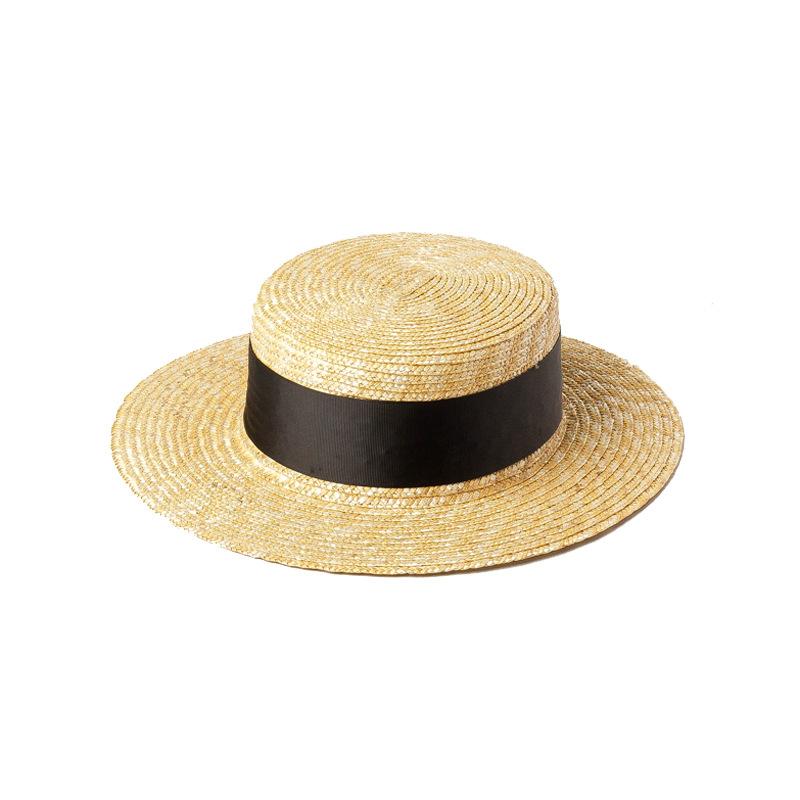 European and American spring and summer new multi-color decorative with flat-top straw straw hat outdoor travel sunscreen sunshade flat-top straw hat
