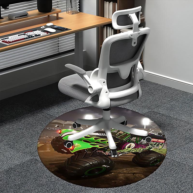 

Monster Truck,Grave Digger Chair mat Round Rug-Office carpet, Machine Washable, Non-slip, Suitable for Living Rooms, Bedrooms, Entryways, an 80cm by 80cm
