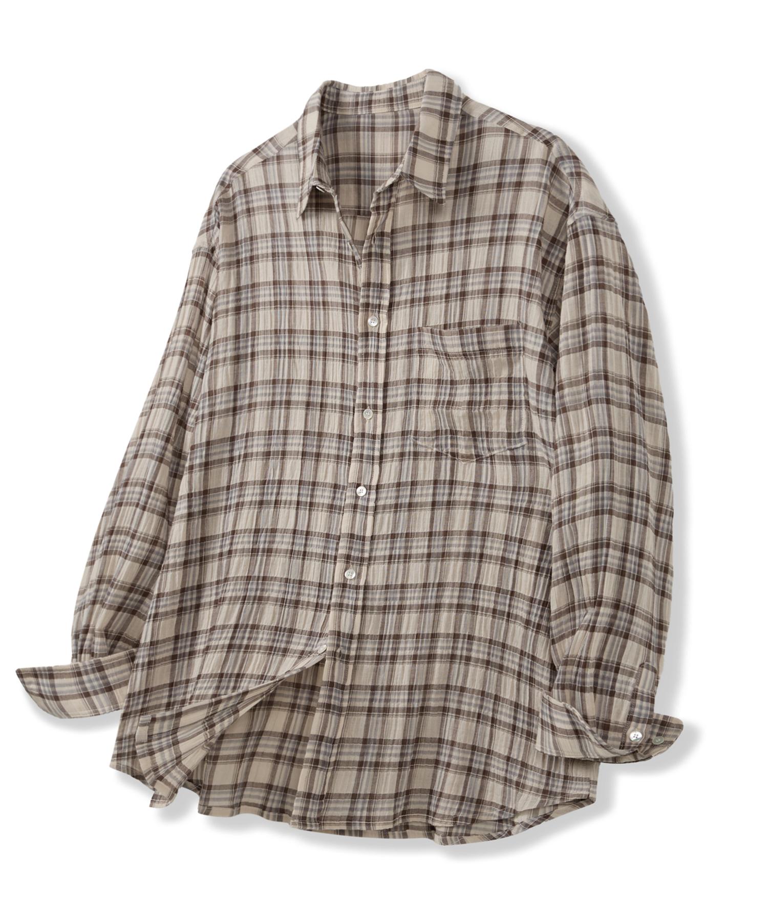 Boundary Oversized Summer Square Check Shirt [Brown] Brown Check/Xl