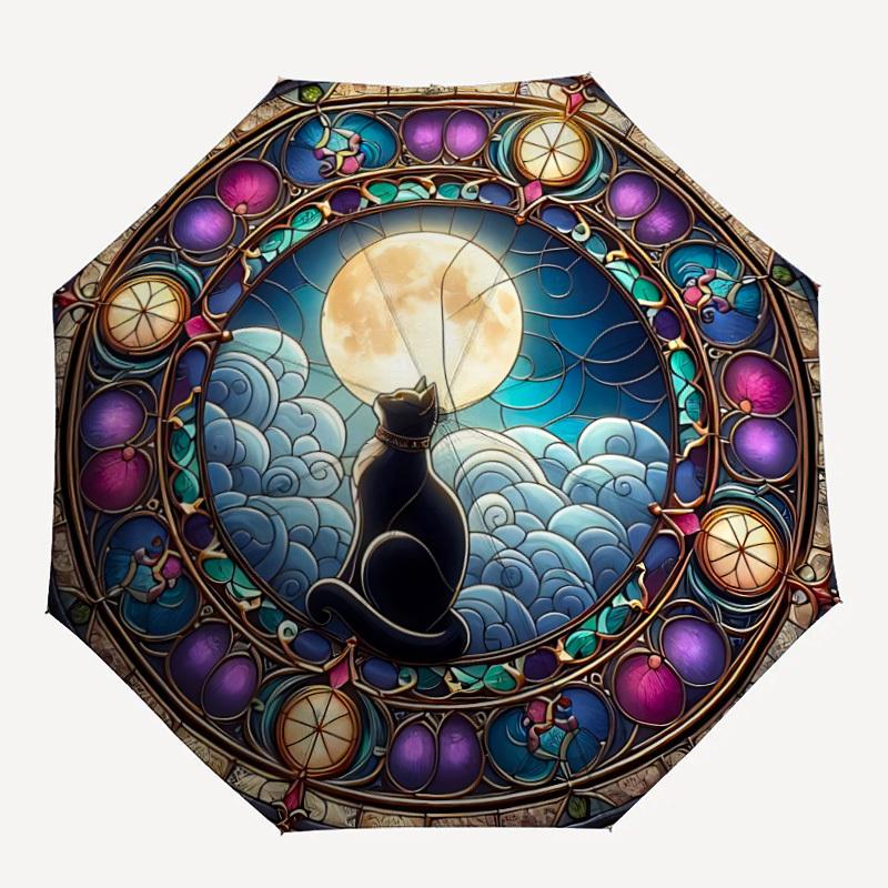 

1PC Cat Moon, Celestial Art Automatic Open/close Umbrella with 8-Rib Structure for Women/Men, All-Season Use - Fashion Lovers yy250919036