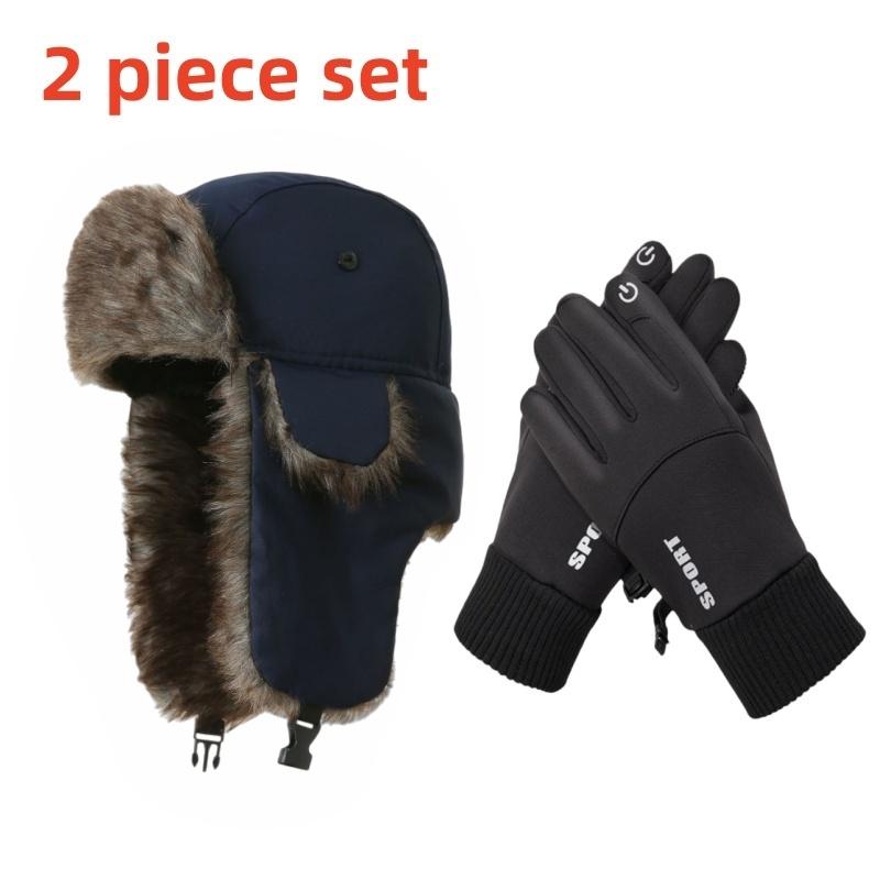 Cappello da caccia da uomo, paraorecchie in finta pelliccia, Cappello da caccia invernale caldo, Cappello da aviatore, Cappello da pesca sul ghiaccio, Cappello da sci