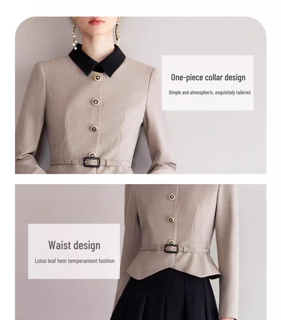 2025 Fashionable Slimming Two-Piece Little Black Dress with Color Block for Autumn/Winter – Women's Formal Wear