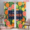 2pcs 2D Flat Printing Scene Curtain Summer Fruits Floral Vibes Polyester Without Electricity Festive Wall Decor for Holiday