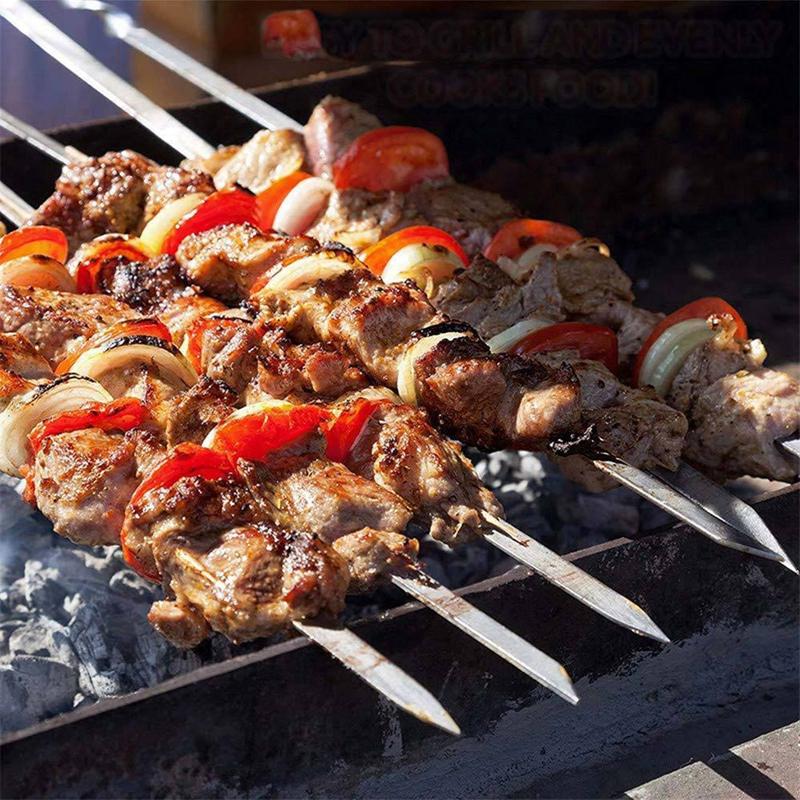

10Pcs Stainless Steel BBQ Hook Sign Sticks Camping Barbecue Needle Gadget Cooking Tools Grill Kitchen Accessories 30/35/40cm