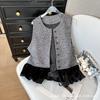 Retro temperament velvet splicing women's 2025 new high-end vest top