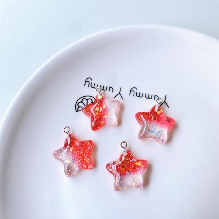 Five-Pointed Star Resin Pendants Tags for DIY Jewelry Making Keychain Crafts