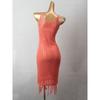 Sexy Cut Out Bandage Dress Suspender Skirt Foreign Trade Original Order Tassel V Neck Pure Color Sexy Vest Dress