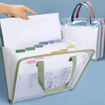 New 13-Pockets Accordion File Folder Flip Design Transparent File Folder Large Capacity Waterproof File Bag For School Office