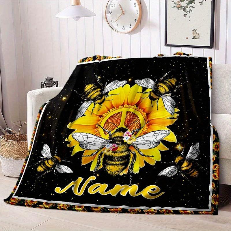 The Moon And The Bee Customize Your Name Blanket Used For Chair Office Sofa Bed Camping Soft And Warm Giving Friends And Relatives Birthday Graduation