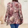 Women Plus Size V Neck Long Sleeve Printed Asymmetric Hem Flared Tunic Top