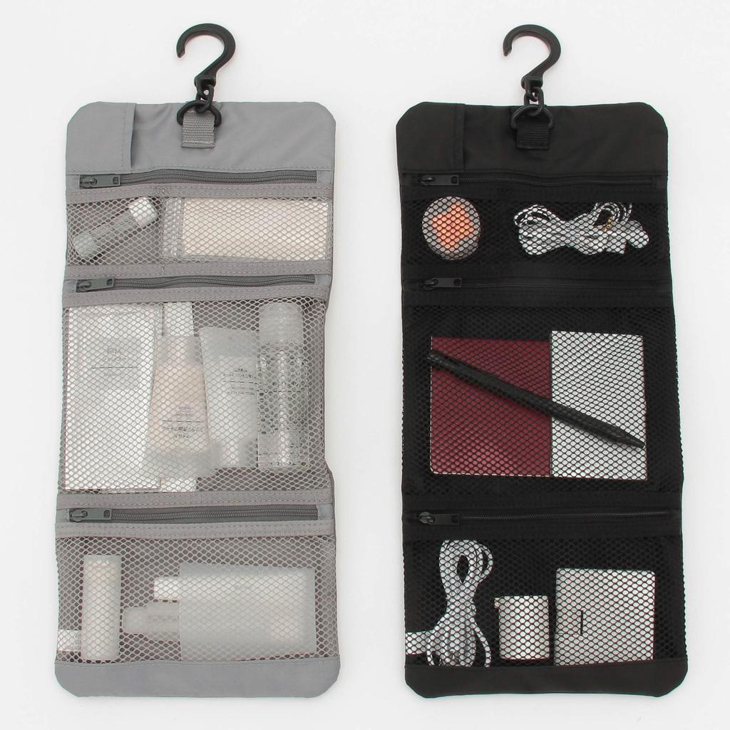 MUJI Wisząca kosmetyczka poliestrowa z przegródkami na drobne przedmioty 12 x 18 02125721 Kieszeń, Czarna, Ok.. cm,