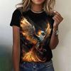 Summer Round Neck 3D Phoenix Pattern Print Top Fashionable Casual Short Sleeved Women's T-shirts