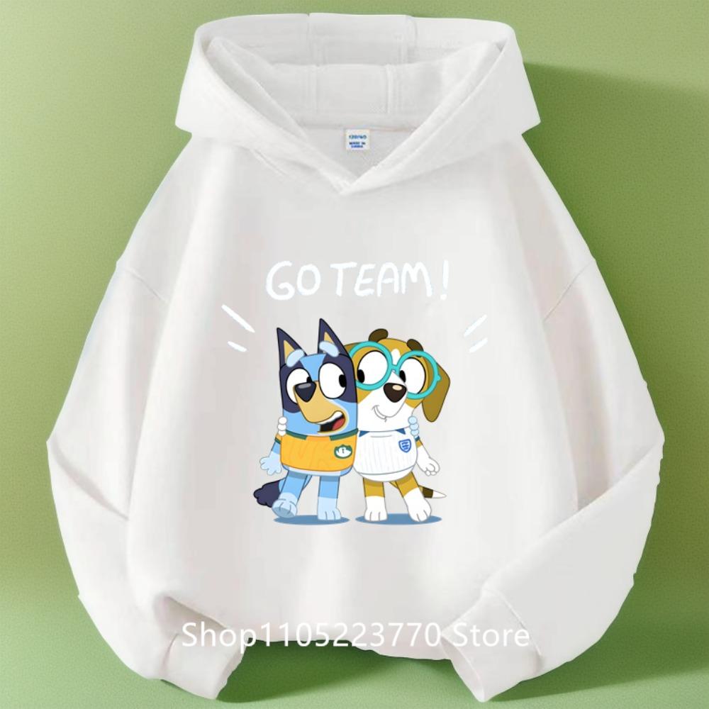 

2026 Дитяча синя толстовка Bluey З еластичними манжетами Зимова З мультяшним аніме-принтом Затишна кофта Хлопчики Дівчата 160