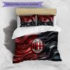 Ensemble de literie 3 pièces imprimé motif AC Milan Housse de couette et taies d'oreiller douces, respectueuses de la peau, lavables Ensemble toutes saisons Chambre à coucher