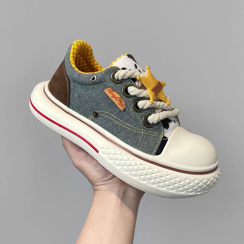 

Canvas women s shoes spring and autumn versatile breathable thick soles heightening casual board shoes big head shoes couple shoes 40 синій