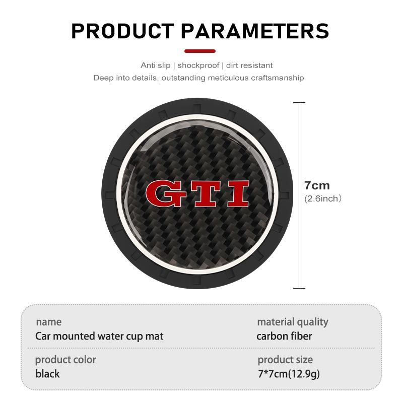 For VW VOLKSWAGEN 2026 New 2Pcs Car Water Cup Anti-slip Pad Carbon Fiber Holder Mat For GTI Tiguan Passat B5 B6 B7 CC Jetta MK5