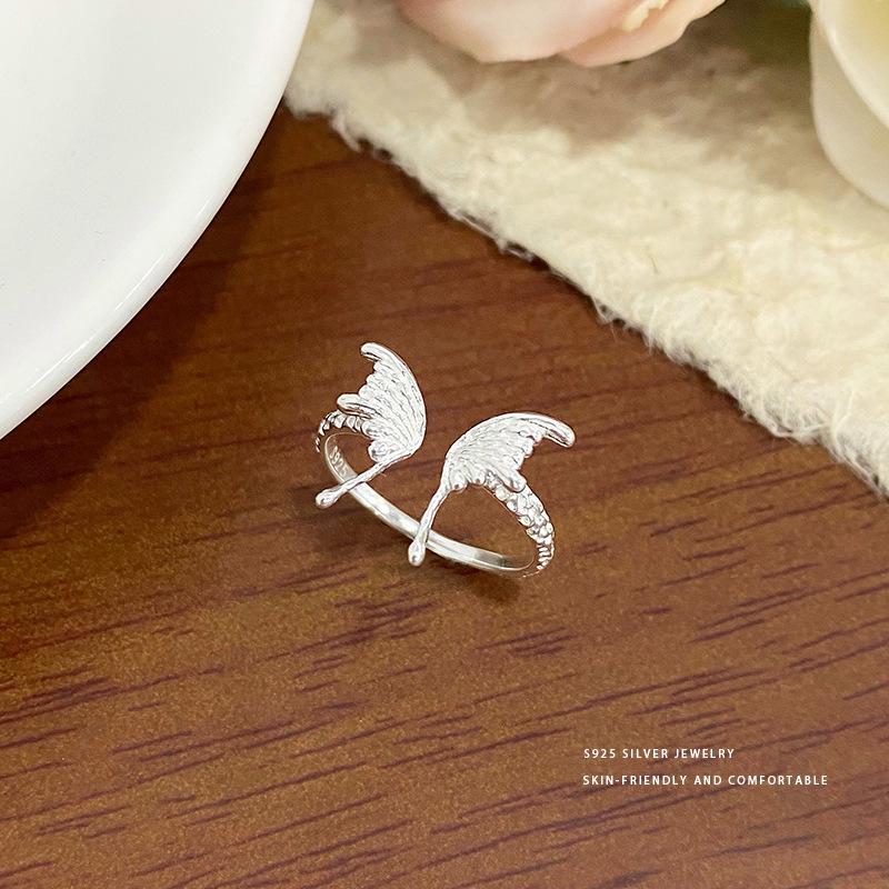 Yin Taifei Unisex Silver Butterfly Wing Ring – Stylish, Versatile, and Trendy Design Adjustable Size