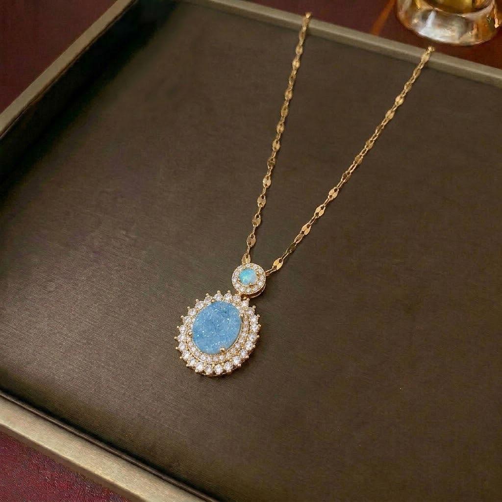 Women's Sweet Style Rainbow Diamond Pendant Necklace with Star & Moon Clavicle Chain