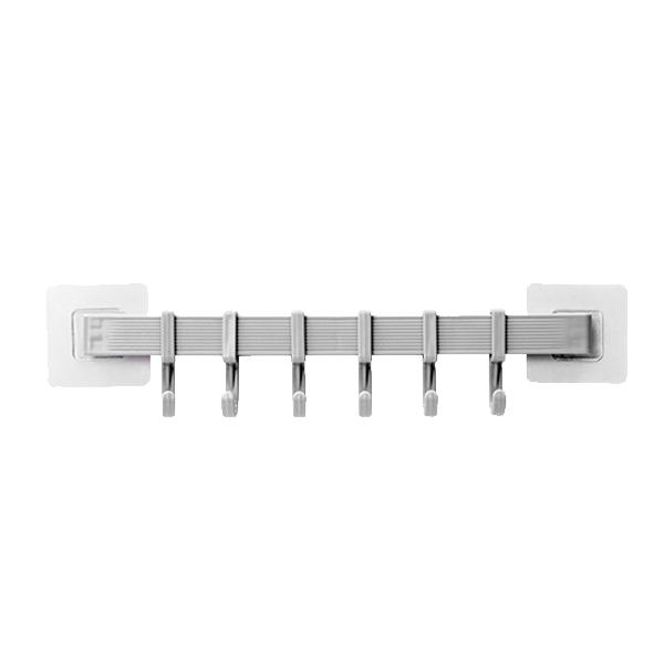

Self-adhesive Wall Hooks Wall-Mounted Coat Rack (6 Hooks) Light Grey
