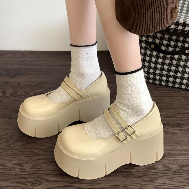 High-heeled Platform Small Leather Shoes Women's Autumn French Mary Jane Retro Heightening Japanese Muffin Single Shoes