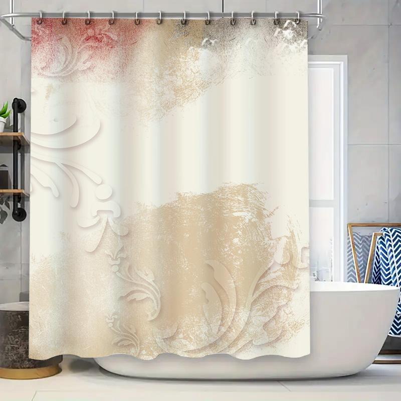 

Luxurious White And Gold Shower Curtain Elegant Design For Bathroom Decor Made From Waterproof Fabric With Hook Rings W60H190(CM)-1 Pcs