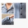 2 Pcs/Set Men Winter Pajamas Set Lapel Thick Striped Single-breasted Loose Elastic Waist Warm Soft Pockets Solid Color Men Homewear Top Pants Set