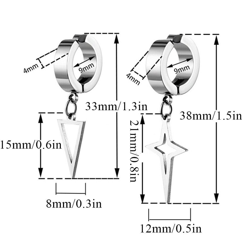 Boucles d'oreilles créoles en forme de croix pour hommes et femmes, 2 pièces, Piercing d'oreille en acier inoxydable, bijoux Punk