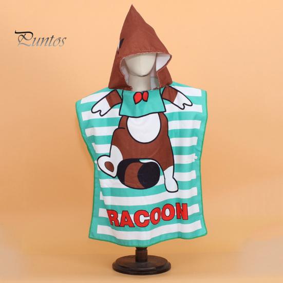 Children Bath Towel Cartoon Printing Kids Beadch Hooded Bath Wrap Poncho Quick-drying Super Absorbent Swimming Towel Windproof Wearable Towel Toddler