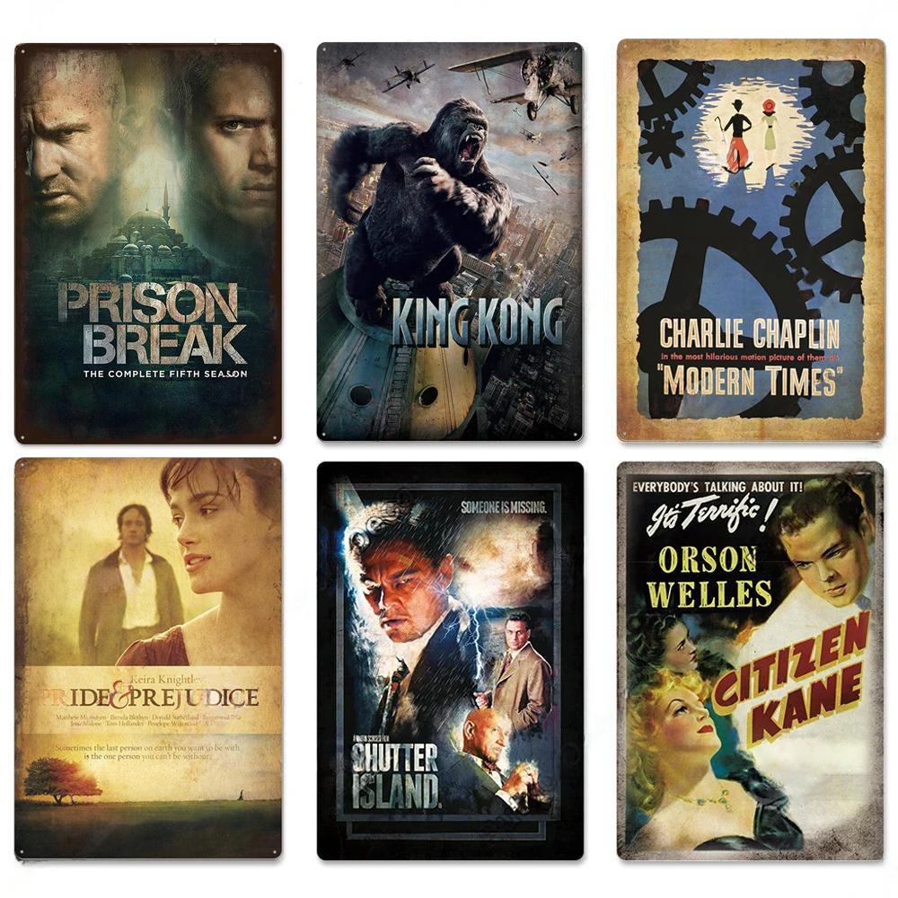 Vintage Metal Tin Signs Classic Retro Movie Posters Decor Tin Signs Plaque Iron Movie Poster Wall Decoration for Bar Pub Club