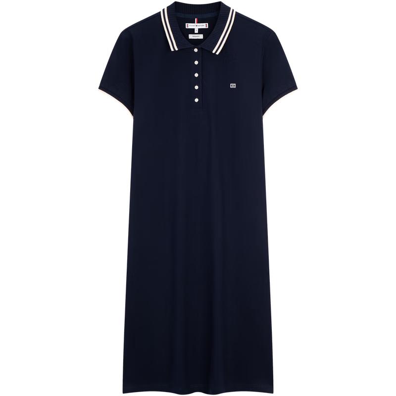 Tommy Hilfiger Women s 2025 S/S Striped Polo Neck Dress L