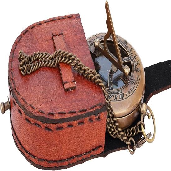 Brass Sundial Push Open Compass Steampunk Accessory  Unique Gift for Men  Beautiful Handmade Sundial Clock  for Him  Decor