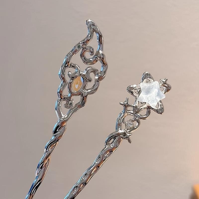 1pc Vintage Moonstone Alloy Hairpin Exquisite Chinese Perfect Gifts for Holiday Parties Daily Wear Hair Sticks Hair Accessories