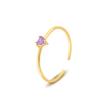 Damila Jewelry  Minimalist Adjustable Open 925 Silver 18K Gold Plated Cubic Zirconia Birthstone Rings for Women
