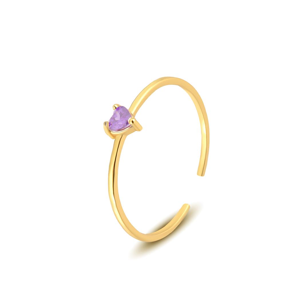 Damila Jewelry  Minimalist Adjustable Open 925 Silver 18K Gold Plated Cubic Zirconia Birthstone Rings for Women