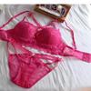 New Sexy Pure Desire To Wear Lace Underwear Women's Suit Cross-dew Belt Love Pendant Steel Ring Gathering Bra Cover