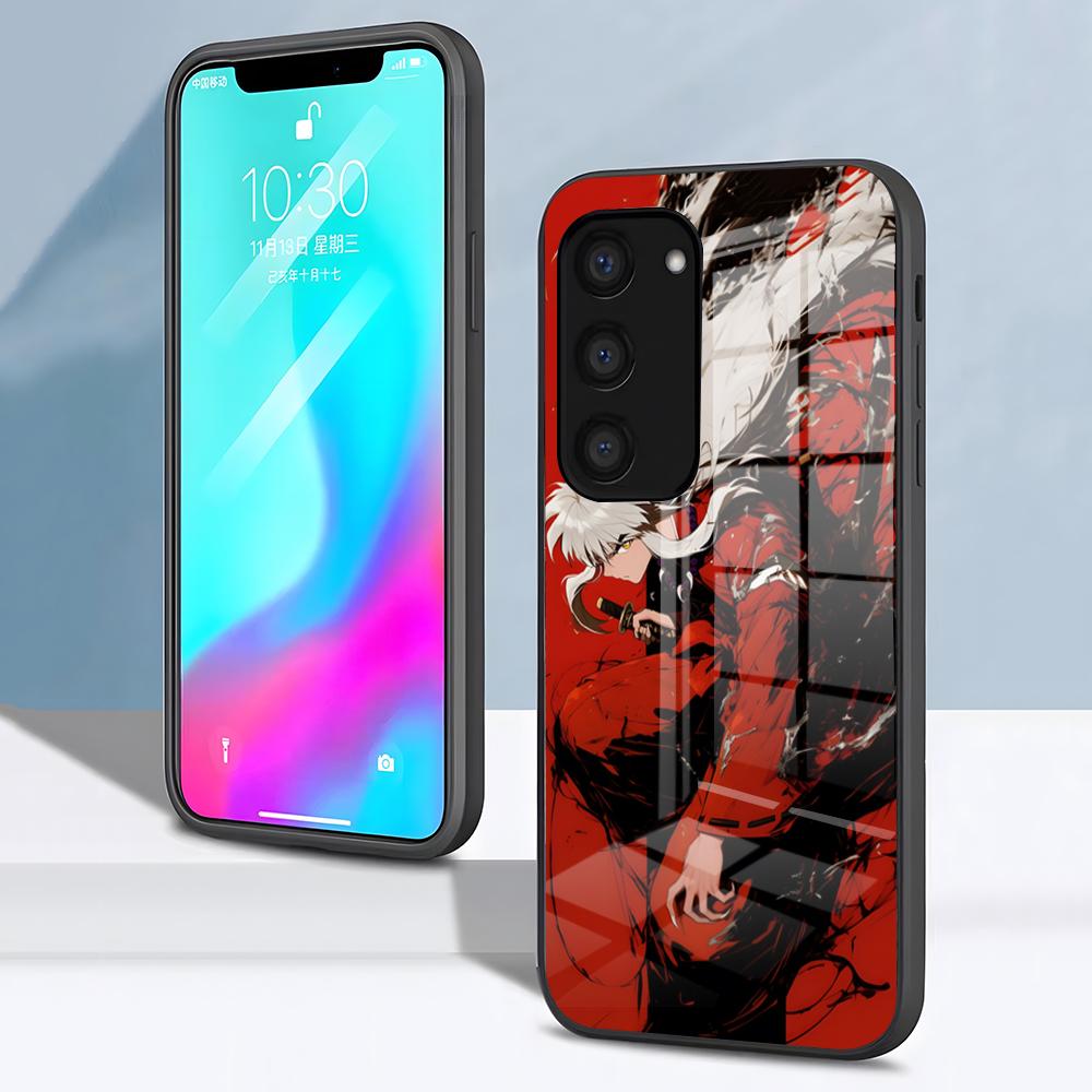 Anime I-Inuyasha Phone Case For Samsung S26 S25 S24 FE S23 S22 S21 Plus S20 Ultra Note20Ultra Black Glass Cover