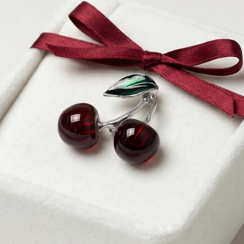 

Enamel Cherry Brooches For Women Wedding Party Causal Fruit Plant Brooch Pins Gifts Jewelry Accessories срібний
