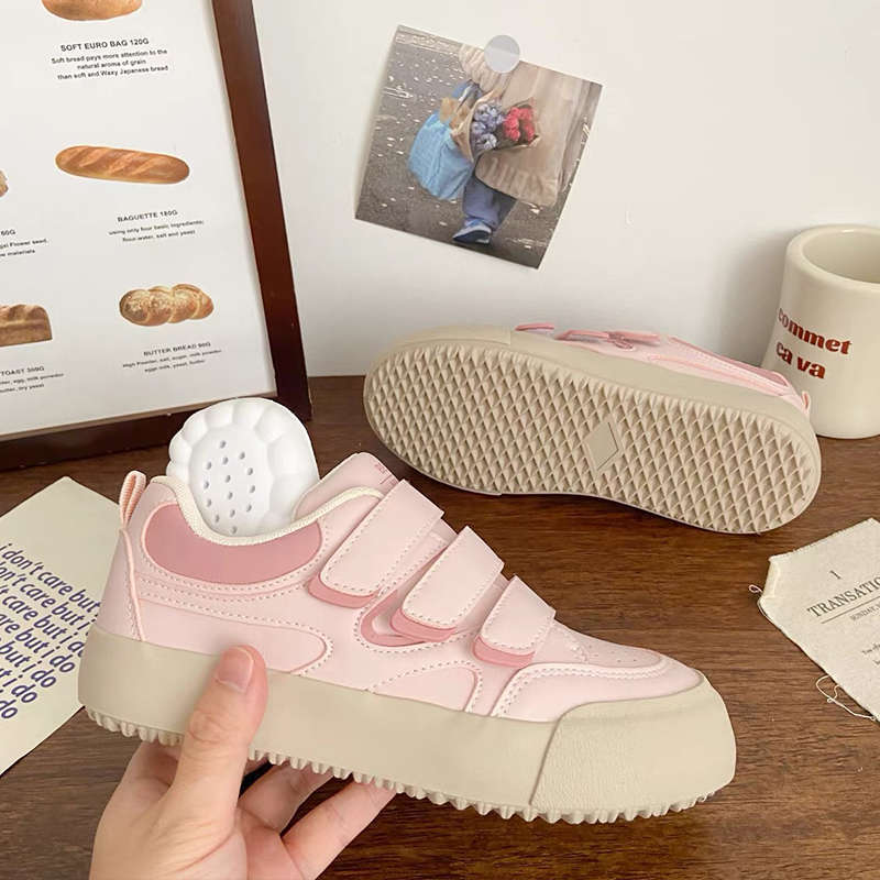 Beliebte Klettverschluss-Plateau-Schuhe Damen Herbst 2025 neu vielseitig schick Nische runde Zehenpartie Student weiße Schuhe