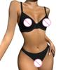 Women's Sexy Lingerie Mesh Vest Underwear Sexy Off Shoulder Two-piece Set Underwear