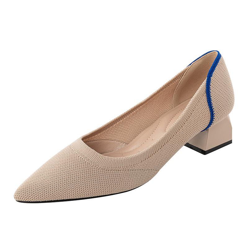 Spitze Zehenpartie, flacher Mund, Stoff, flache Unterseite, solide gestrickte Damenschuhe mit weicher Unterseite, große Schuhe, Größe 34–43