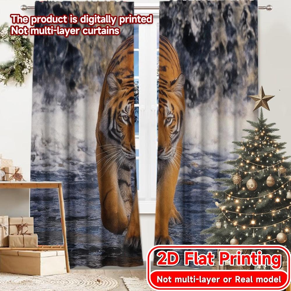 

2pcs, 2D FLAT PRINTING Curtains (Without Rod) Majestic Stride Christmas Festival Minimalist Curtains Versatile Fabric Curtains 52.50 × 116.00 cm 2 pcs
